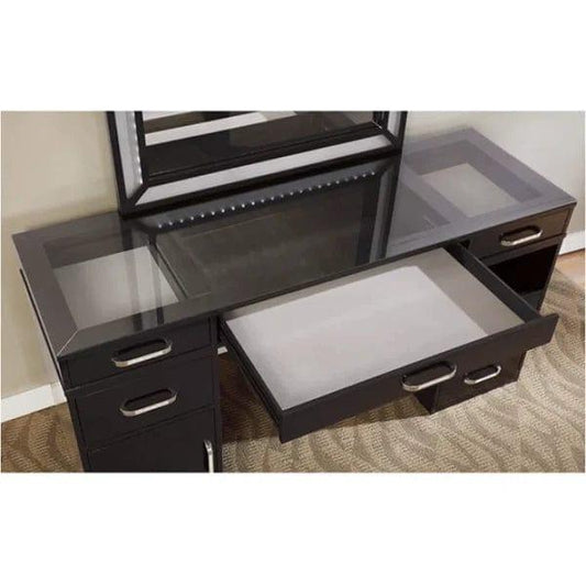 Aidan Vanity dressing table design with mirror with stool, Vanity Desk Set with Mirror and Lights, Dressing Table with 7 Drawers & Stool, Lighting Modes Adjustable Brightness, Suitable for Bedroom/Bathroom