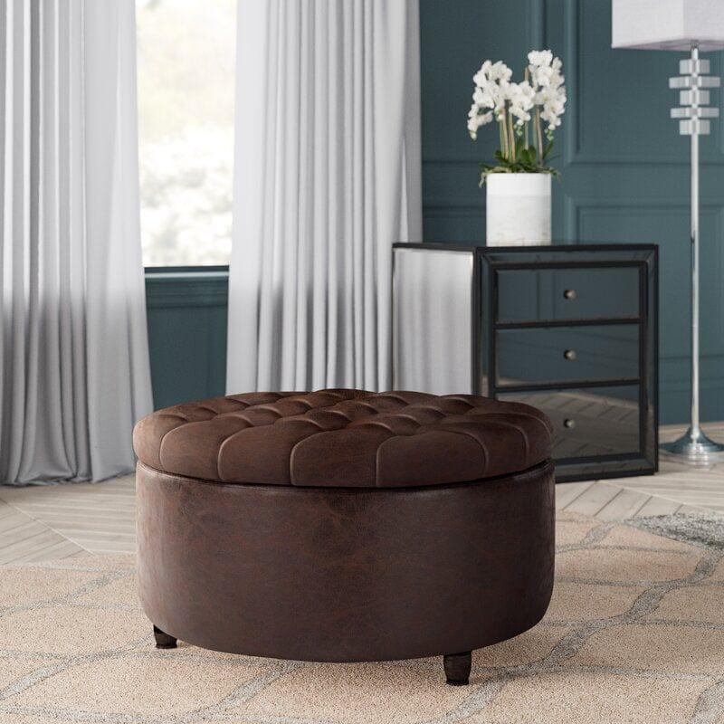 Wide Round Storage Ottoman with Storage Big Stool