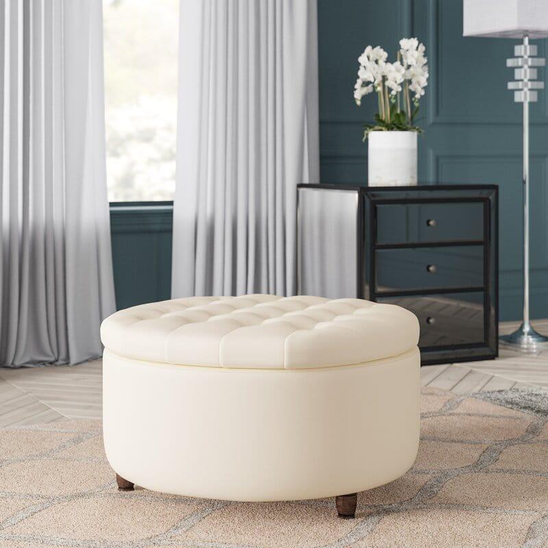 Wide Round Storage Ottoman with Storage Big Stool