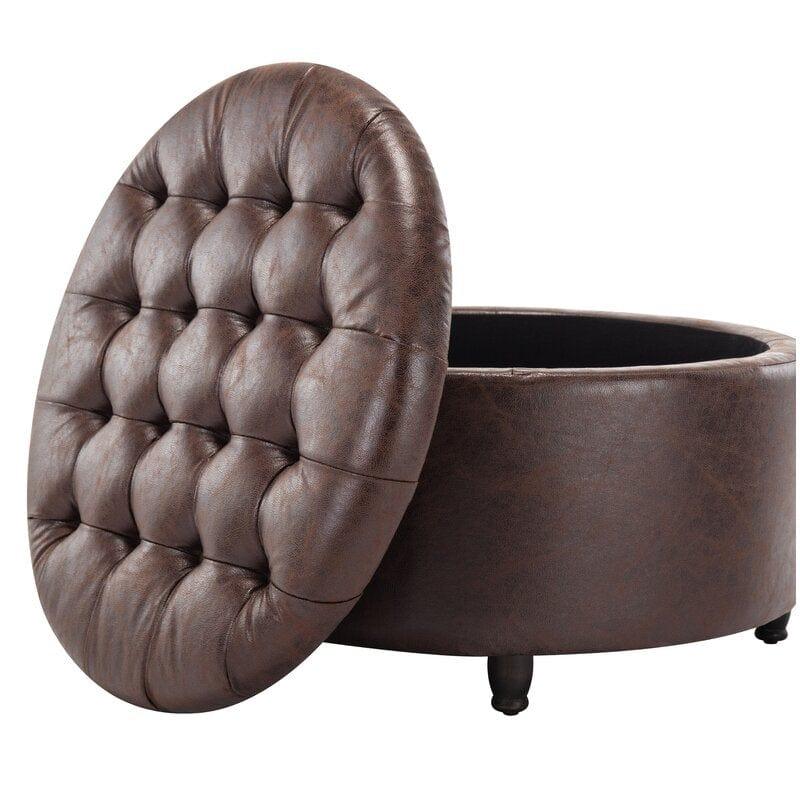 Wide Round Storage Ottoman with Storage Big Stool