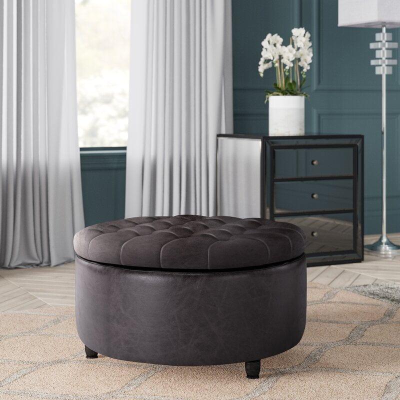Wide Round Storage Ottoman with Storage Big Stool