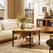 Lift-Top Wood Coffee Table, Small Round Cocktail Table with Storage