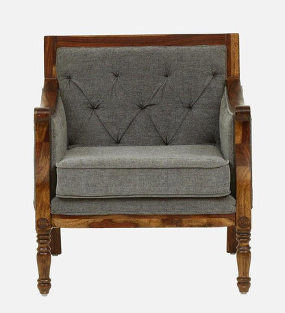 Sheesham Wood 1 Seater Sofa In Grey Colour