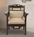 Teak Wood 1 Seater Sofa in Beige & Walnut Finish