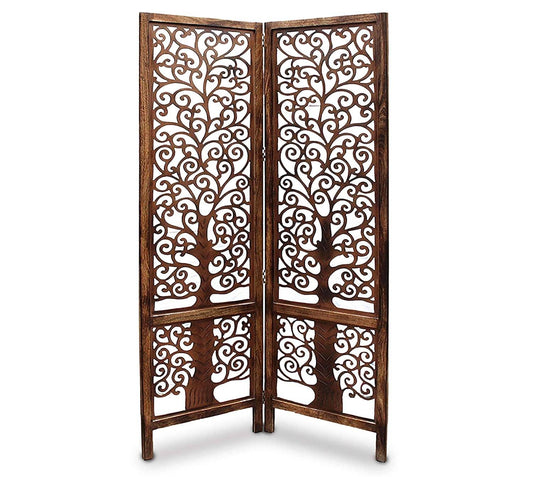 wooden  Handcrafted 2 Panel Brown Wooden Room Partition/Divider